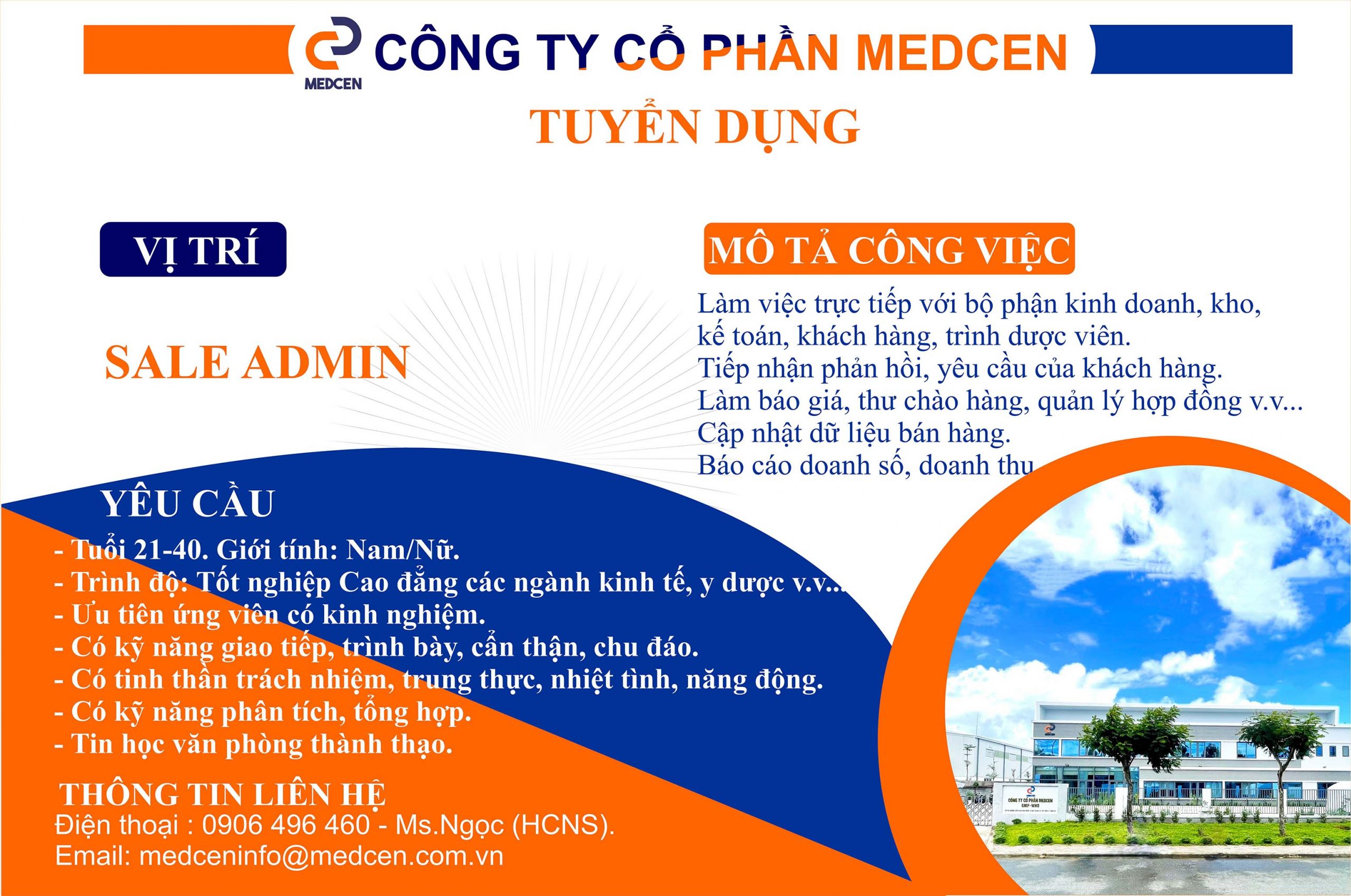 TUYỂN DỤNG SALE ADMIN