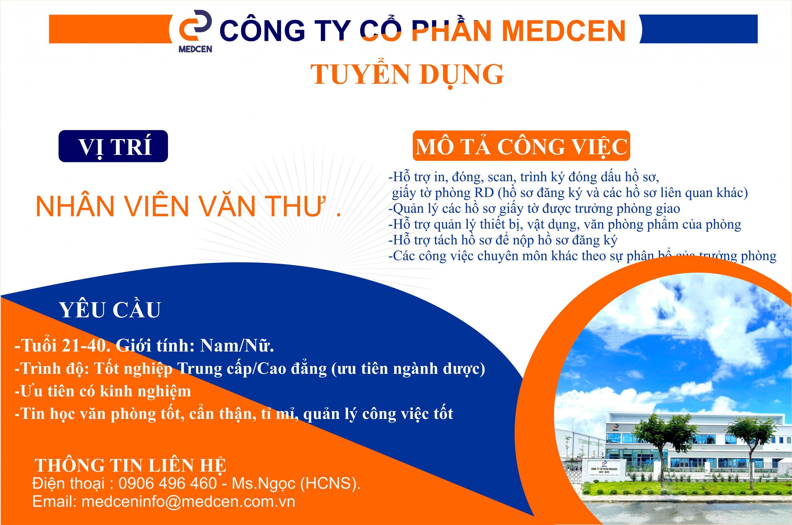 TUYỂN DỤNG NHÂN VIÊN VĂN THƯ