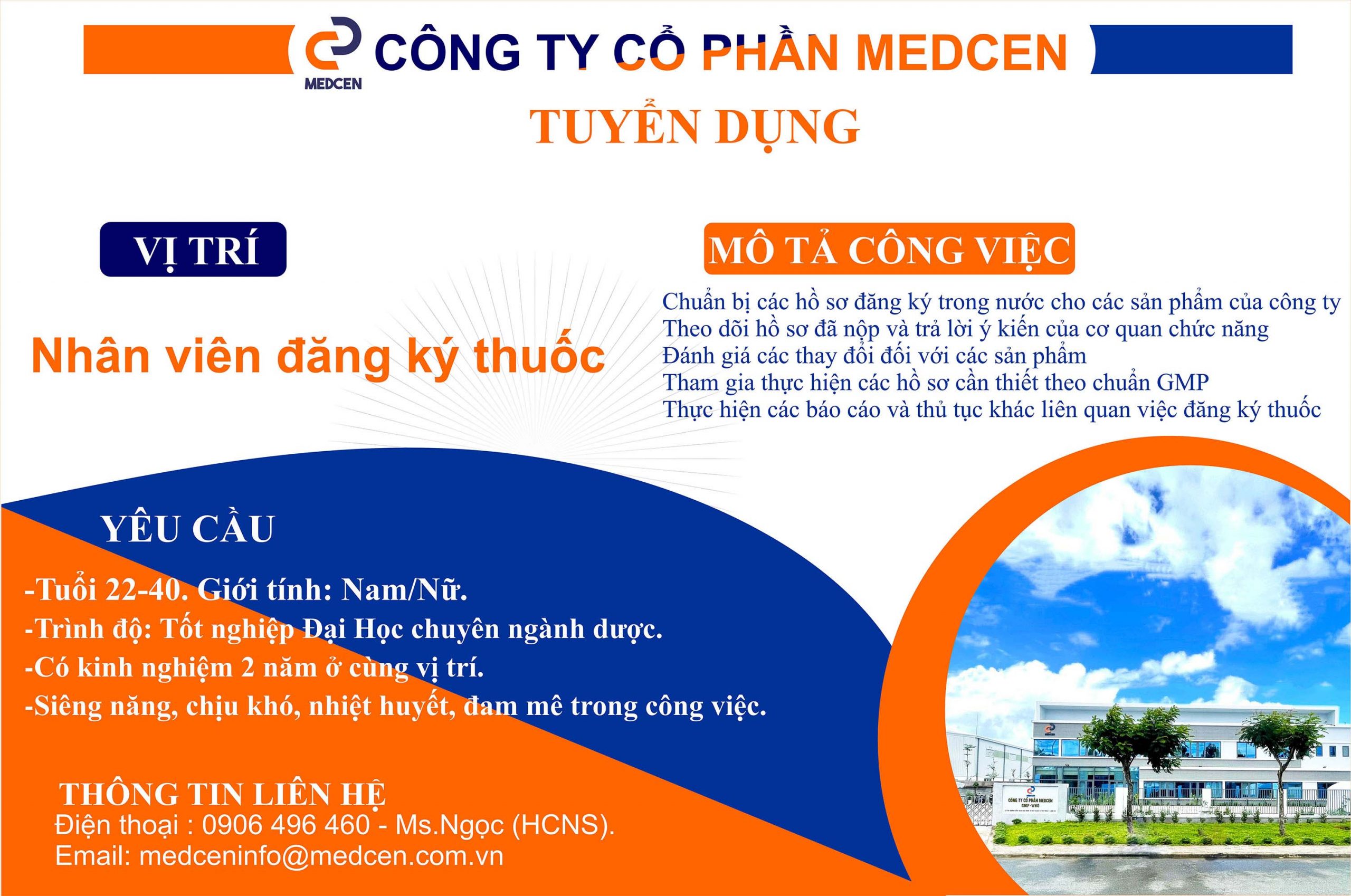 Tuyển dụng: Nhân viên đăng ký thuốc .