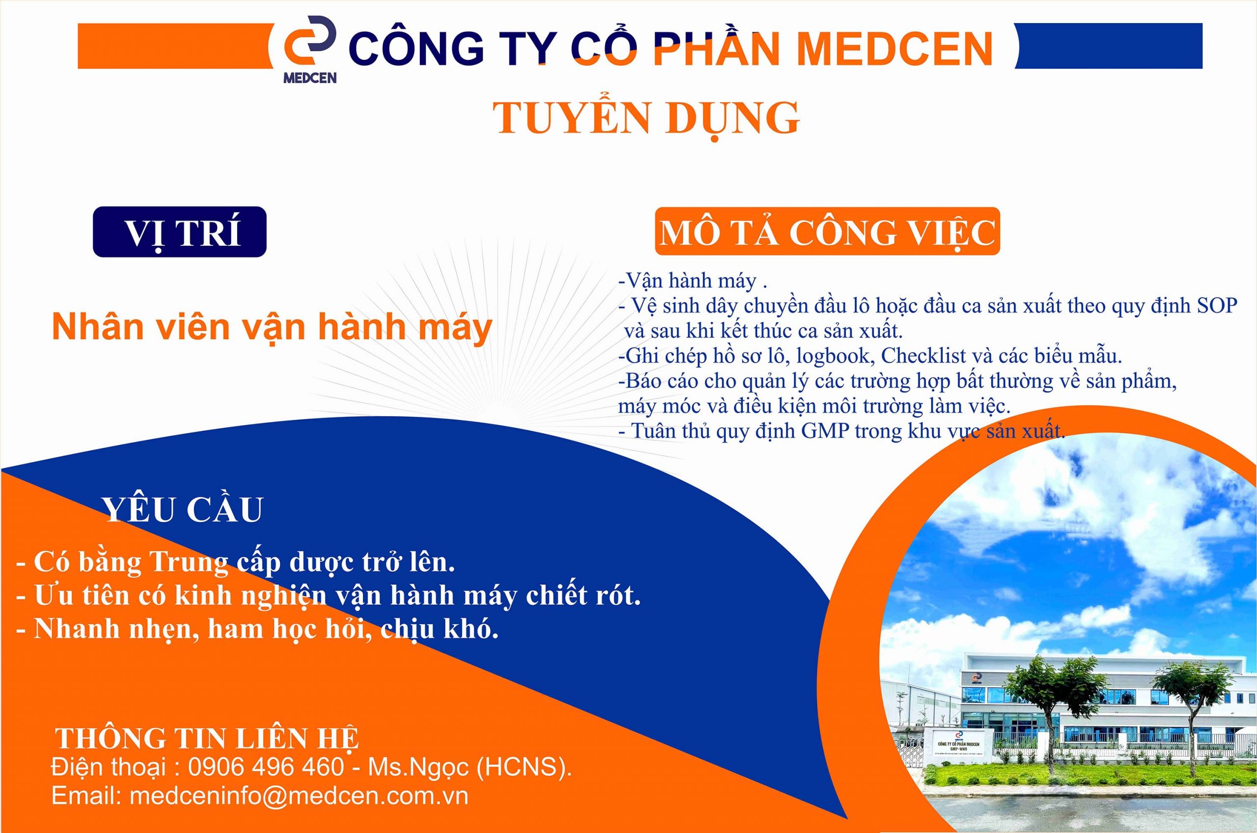 Góc tuyển dụng: Nhân viên vận hành máy.